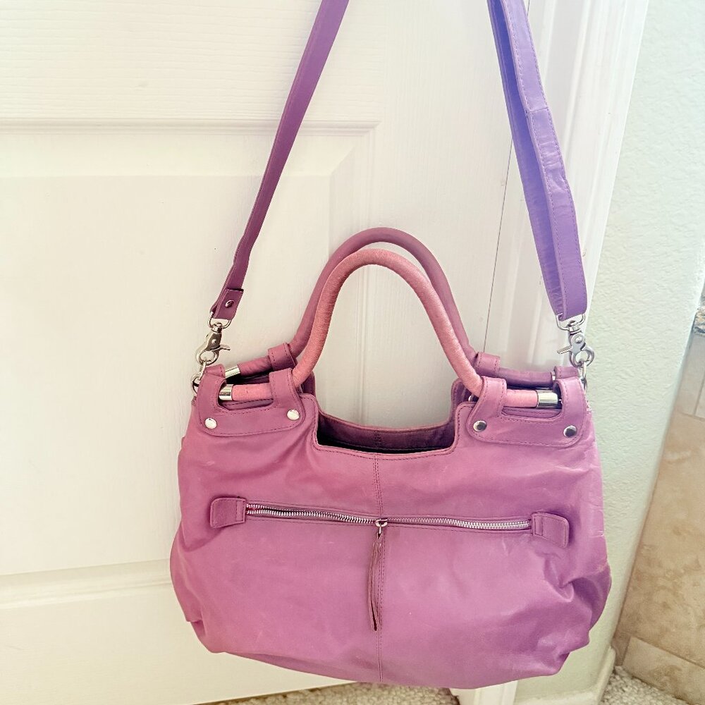 Latico Leathers Soft Leather Lavender Purple Large Handbag Purse/Crossbody